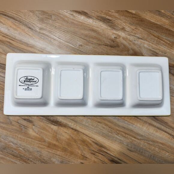 💜Certified International Yellow "Fat Chef" 4 Part Relish Serving Tray - Picture 11 of 12